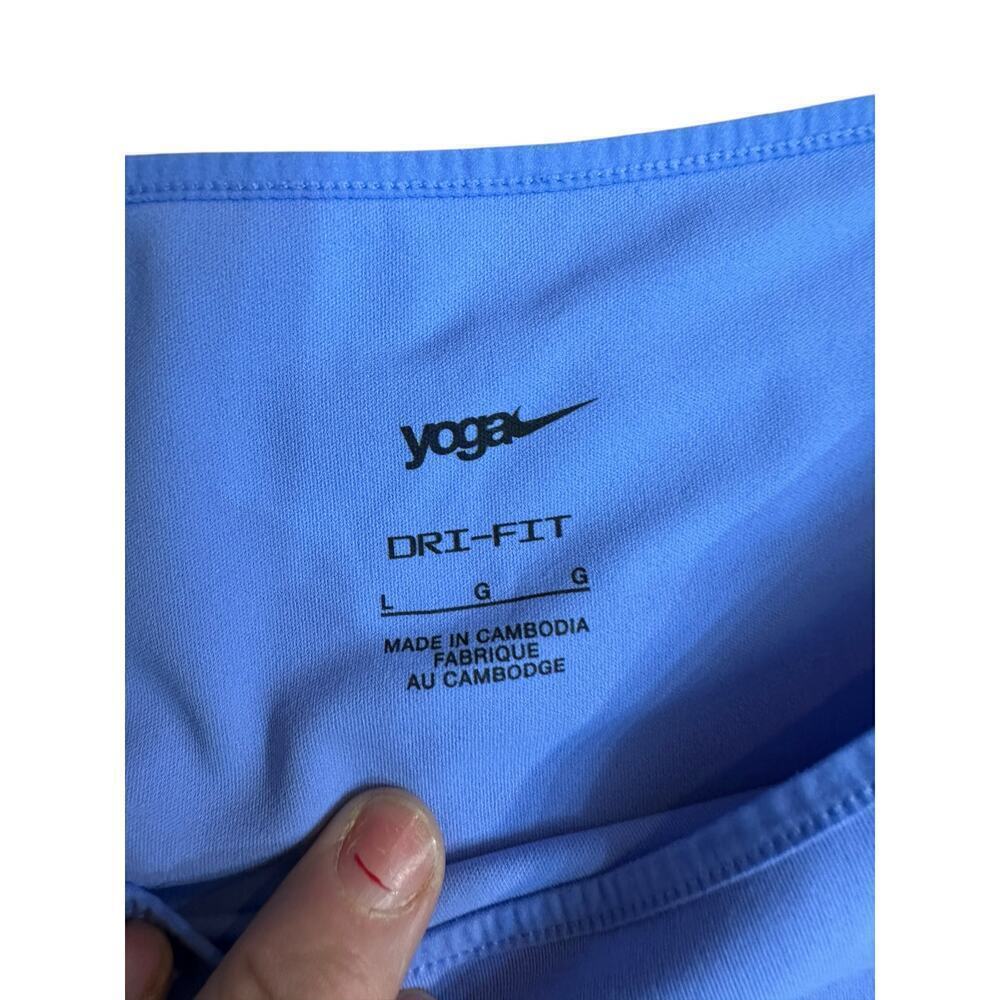 NIKE Yoga Dri Fit Women’s Blue Long Sleeve Training Stretch T-Shirt Size Large - Picture 3 of 6